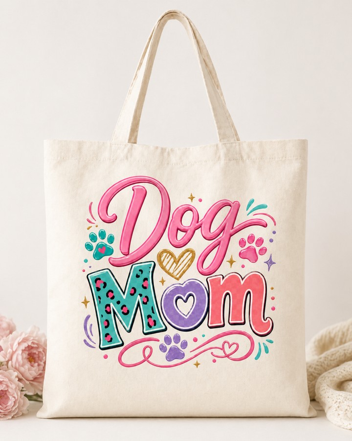 Diseño Dog Mom en una bolsa de tela